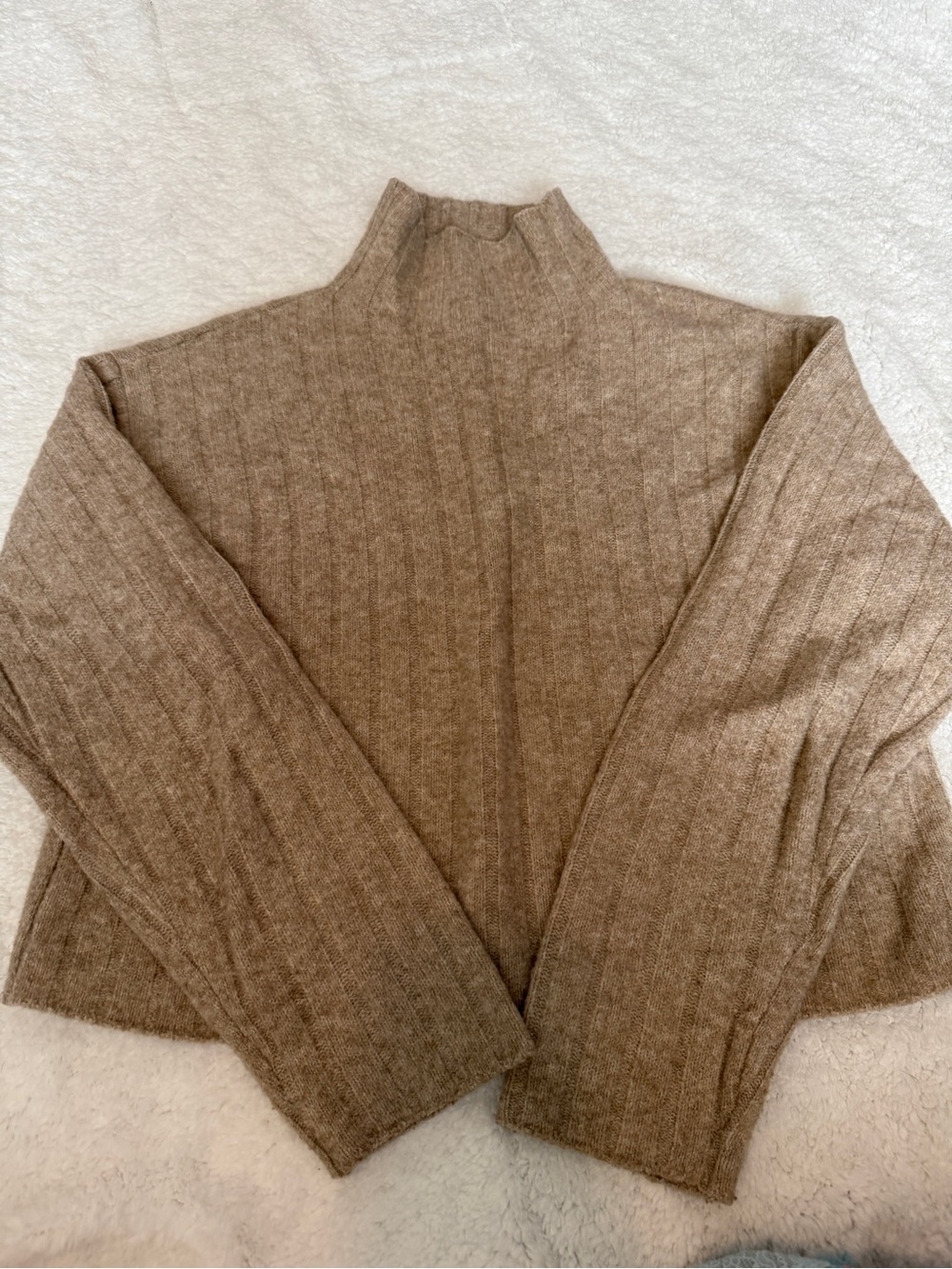 Universal Thread Ribbed Mock Neck Sweater - Taupe Brown